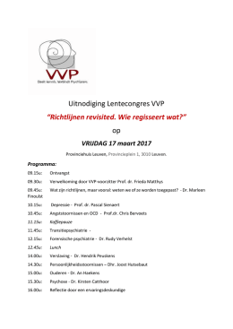 Uitnodiging Lentecongres VVP “Richtlijnen revisited. Wie regisseert