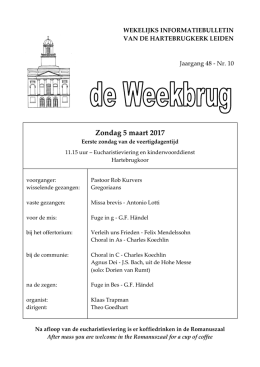 Zondag 5 maart 2017 - Hartebrugkerk Leiden
