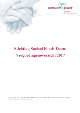 Stichting Sociaal Fonds Essent Vergoedingenoverzicht 2017