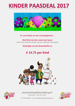 € 14,75 per kind - Bowling De Thoolse Brug