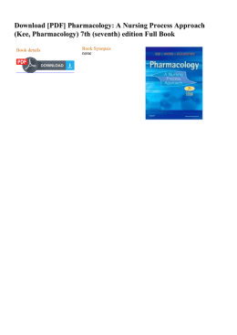 Pharmacology: A Nursing Process