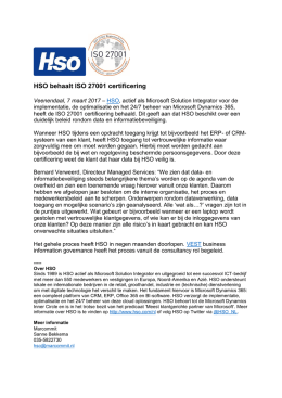 HSO behaalt ISO 27001 certificering