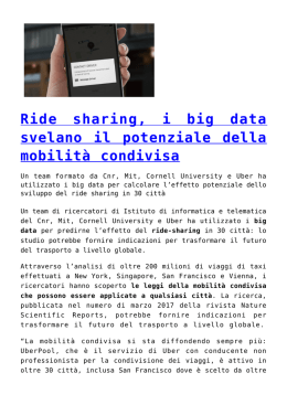 Ride sharing, i big data svelano il potenziale della