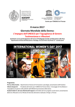 8 marzo 2017 Giornata Mondiale della Donna: