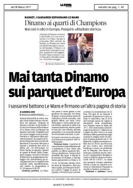 Mai tanta Dinamo sui parquet d`Europa
