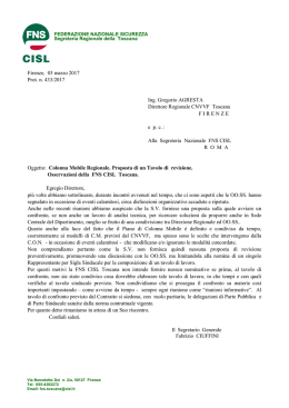 Osservazioni FNS CISL Toscana su proposta revisione CM