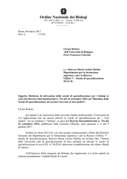 Richiesta Bologna - Ordine Nazionale dei Biologi