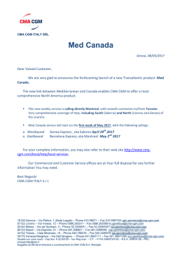 New Med Canada Service from Mediterranean ports to