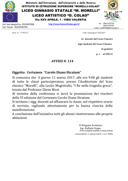 Avviso n. 114 - Certamen “Carolo Diano Dicatum - IIS Morelli