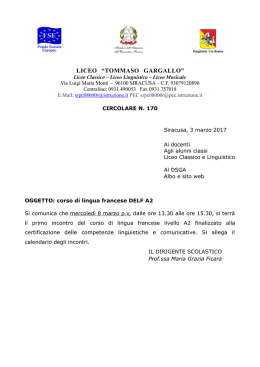 Circolare 170 certificazione Delf A2 - Liceo "Gargallo"