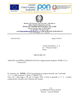 Personale ATA - Istituto Comprensivo Piazza De Cupis
