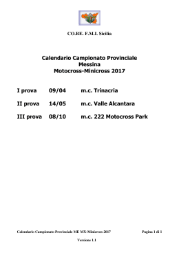 2017 Calendario Campionato Provinciale MX