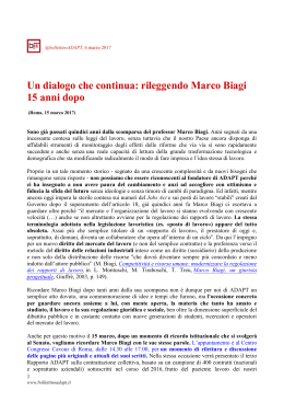 Un dialogo che continua: rileggendo Marco Biagi