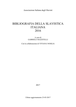Bibliografia della slavistica italiana (2016)