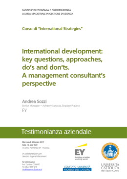 Testimonianza aziendale International development: key questions