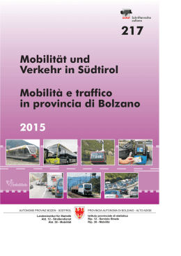2015 Mobilità e traffico in provincia di Bolzano Mobilität und Verkehr