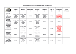 Planning Generale Allenamenti 6 &ndash; 12 mar 2017