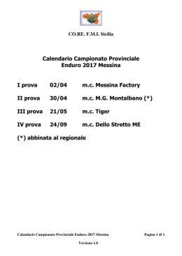Calendario Campionato Provinciale Enduro 2017 Messina I prova