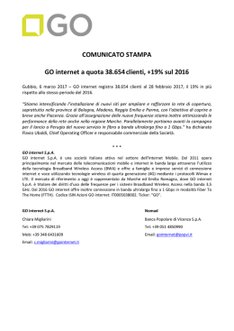 COMUNICATO STAMPA GO internet a quota 38.654clienti, +19