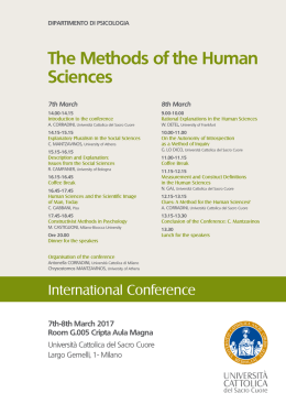The Methods of the Human Sciences - Università Cattolica del Sacro