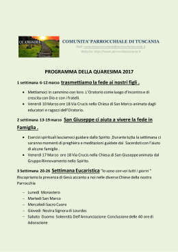 programma della quaresima - Comunità parrocchiale di Tuscania