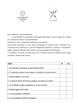 Test di autovalutazione DSA - Università degli Studi di Siena