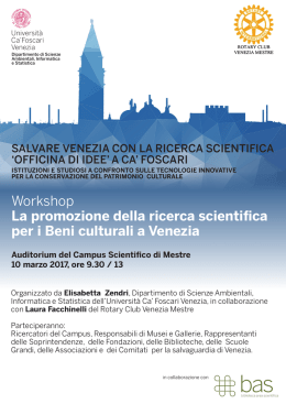 Workshop La promozione della ricerca scientifica per i