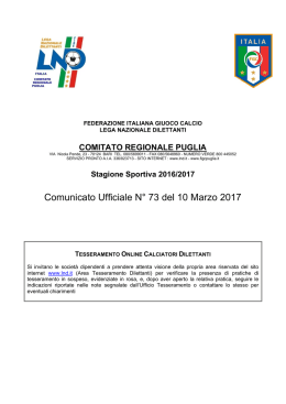 Comunicato Ufficiale Puglia n. 73