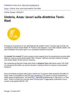 Umbria, Anas: lavori sulla direttrice Terni