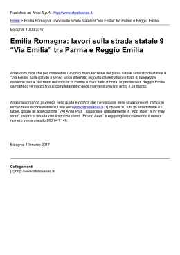Emilia Romagna: lavori sulla strada statale 9 ﬁVia Emiliaﬂ tra