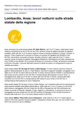 Lombardia, Anas: lavori notturni sulle strade statale della regione