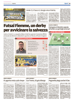 FutsalFiemme,underby peravvicinarelasalvezza