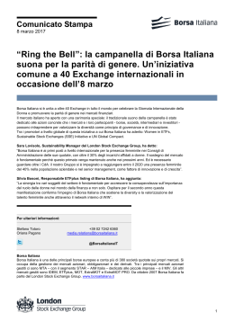 “Ring the Bell”: la campanella di Borsa Italiana suona per la parità di