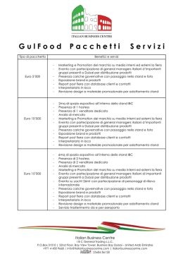 GulFood Tabella Pacchetti Servizi