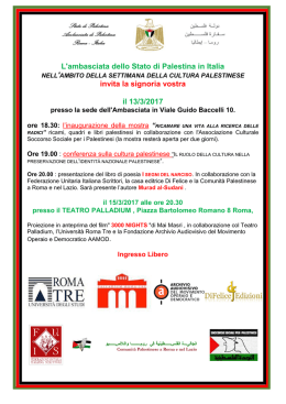 L`ambasciata dello Stato di Palestina in Italia invita la signoria vostra