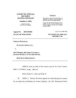 Thomas Woznicki vs. Jeff Moberg (Decision, Wisconsin Court of Appeals)