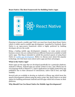 React Native: The Best Framework for Building Native Apps